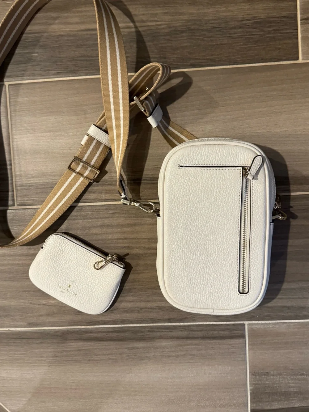 Kate Spade Rosie Leather Crossbody Purse Bag w/ Coin Purse - Parchment